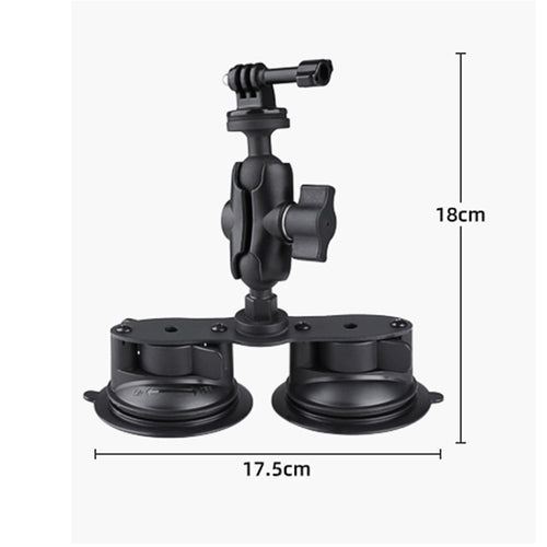 Dual Suction Cup Mount Holder with Tripod Adapter & Steel Tether & Safety Buckle, Dual Suction Cup - HoMEdemic™ 