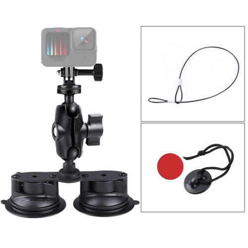 Dual Suction Cup Mount Holder with Tripod Adapter & Steel Tether & Safety Buckle, Dual Suction Cup - HoMEdemic™ 