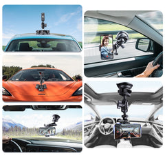 Dual Suction Cup Mount Holder with Tripod Adapter & Steel Tether & Safety Buckle, Dual Suction Cup - HoMEdemic™ 