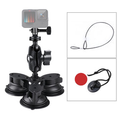 Triangle Suction Cup Mount Holder with Tripod Adapter & Steel Tether & Safety Buckle, Triangle Suction Cup - HoMEdemic™ 