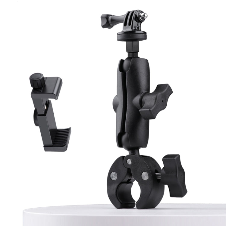 Extended Version 360 Rotation Adjustable Action Camera Bike Motorcycle Handlebar Holder with Phone Clamp (Black) - HoMEdemic™ 