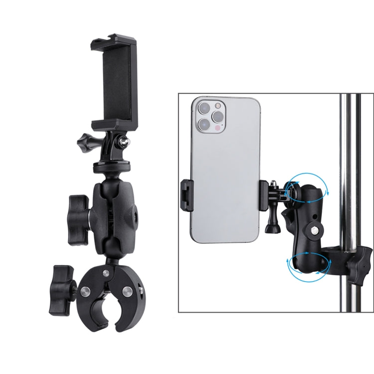 360 Rotation Adjustable Action Camera Clamp Plier Base Holder with Phone Clamp (Black) - HoMEdemic™ 