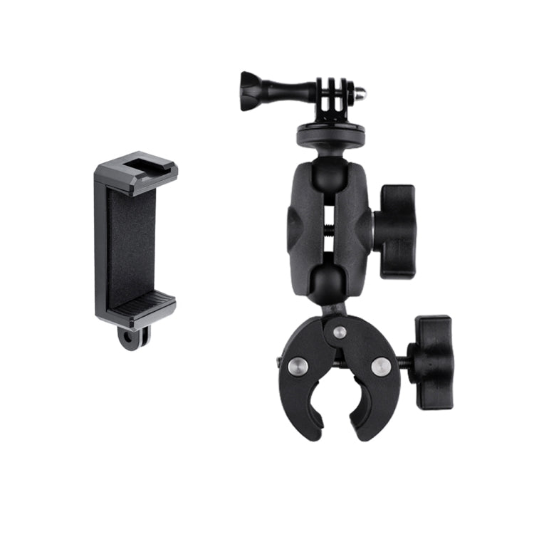 360 Rotation Adjustable Action Camera Clamp Plier Base Holder with Phone Clamp (Black) - HoMEdemic™ 