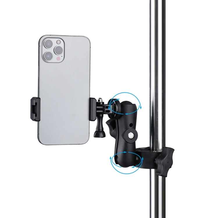 360 Rotation Adjustable Action Camera Clamp Plier Base Holder with Phone Clamp (Black) - HoMEdemic™ 