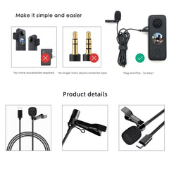 For Insta360 ONE X2 Lavalier Clip Type-C Recording Microphone, For Insta360 ONE X2 - HoMEdemic™ 