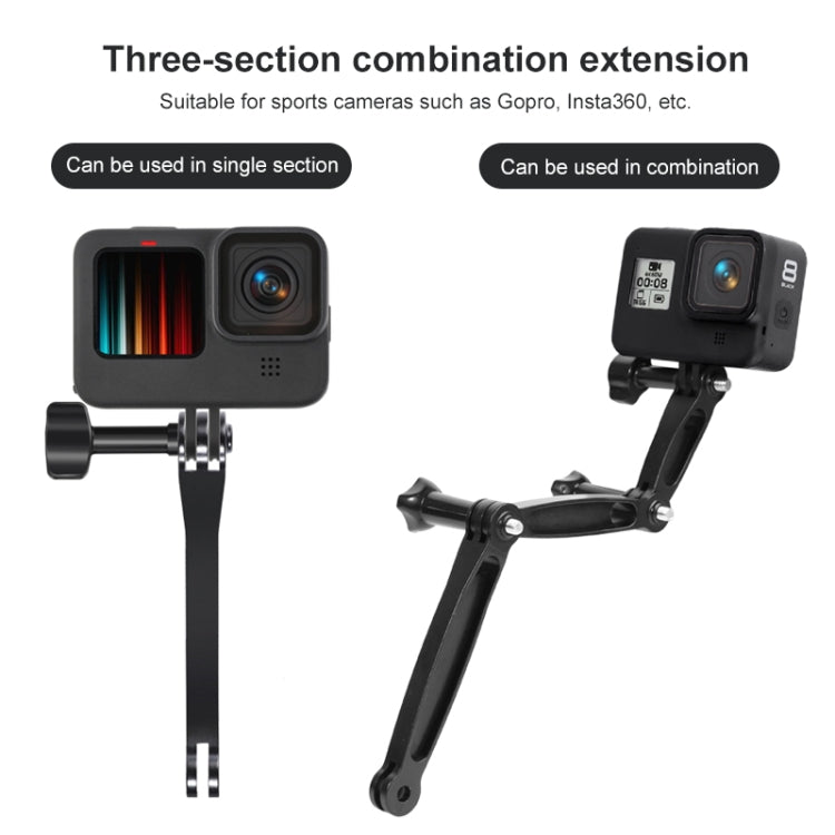 3 in 1 Joint Aluminum Extension Arm Grip Extenter for GoPro, Insta360, DJI and Other Action Cameras - HoMEdemic™ 