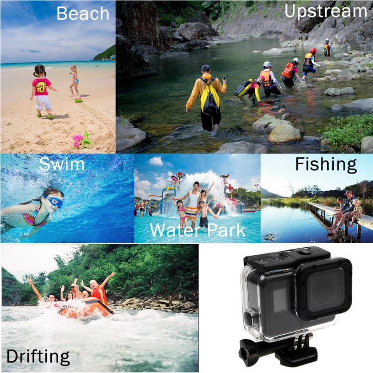 For GoPro  NEW HERO /HERO6  /5  30m Waterproof Housing Protective Case + Hollow Back Cover with Buckle Basic Mount & Screw, No Need to Disassemble Lens(GP413) - HoMEdemic™ 