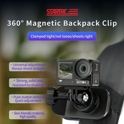 STARTRC 360 Degree Rotation Backpack Clip Magnetic Suction Mount (Black) - HoMEdemic™ 