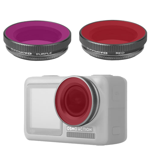 2 in 1 Sunnylife OA-FI180 Lens Red + Purple Diving Filter for DJI OSMO ACTION - HoMEdemic™ 