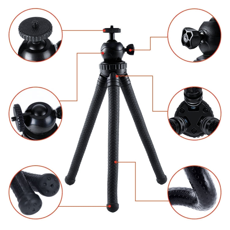 W1 Mini Octopus Flexible Tripod Holder with Ball Head for SLR Cameras, GoPro, Phones (Black) - HoMEdemic™ 