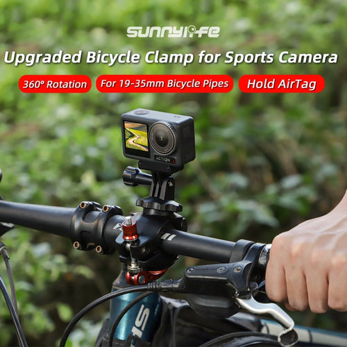 Sunnylife Sports Camera Universal Bicycle Clamp 360 Rotation 19-35mm Clip for DJI Action / Insta360 / GoPro (Black) - HoMEdemic™ 