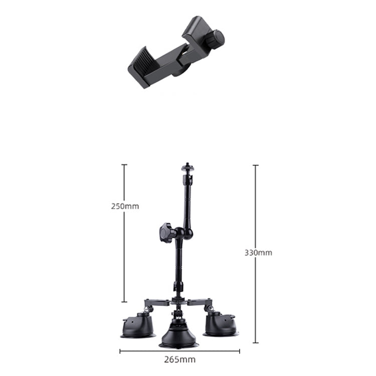 Tri-leg Suction Cup Articulating Friction Magic Arm Phone Clamp Mount (Black) - HoMEdemic™ 
