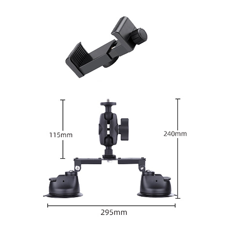 Dual-leg Suction Cup Connecting Rod Arm Phone Clamp Mount(Black) - HoMEdemic™ 