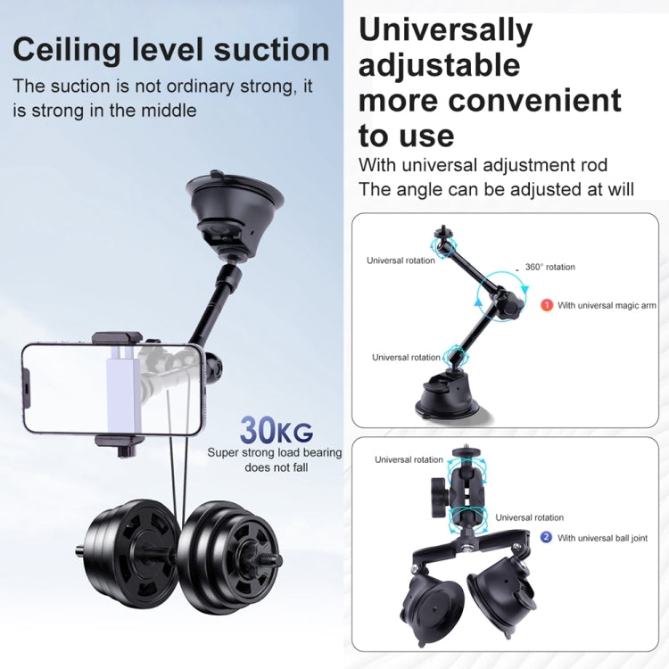Dual-leg Suction Cup Connecting Rod Arm Phone Clamp Mount(Black) - HoMEdemic™ 