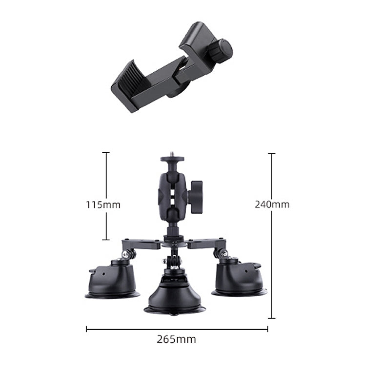 Tri-leg Suction Cup Connecting Rod Arm Phone Clamp Mount (Black) - HoMEdemic™ 