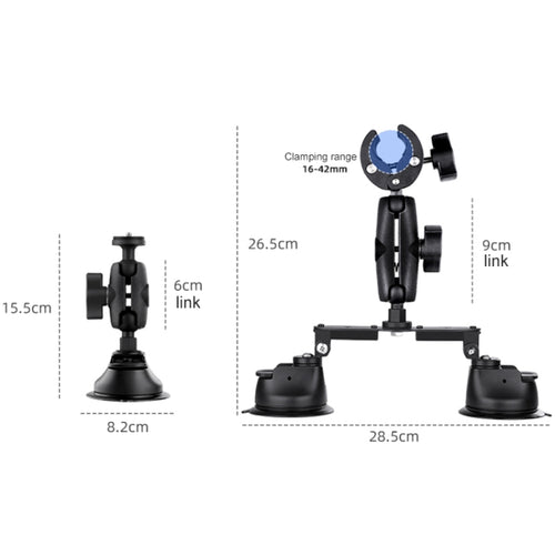 Dual-leg Suction Cup + Single Suction Cup with Selfie Stick Kits (Black) - HoMEdemic™ 