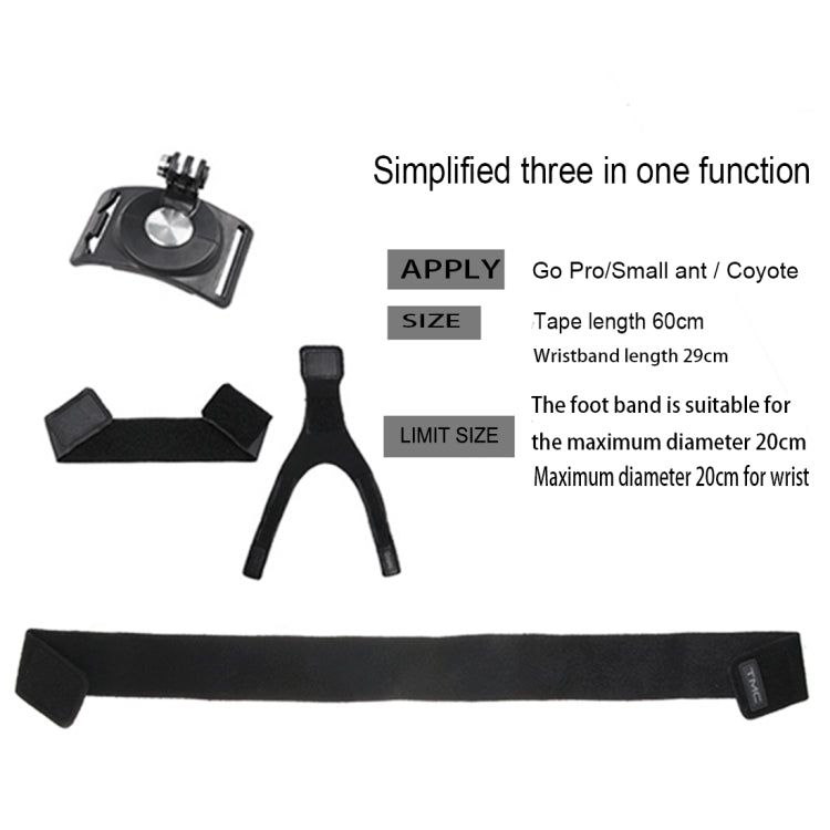GP278 3 in 1 Hand Wrist Arm Leg Straps 360-degree Rotation Mount for GoPro, Insta360, DJI and Other Action Cameras(Black) - HoMEdemic™ 
