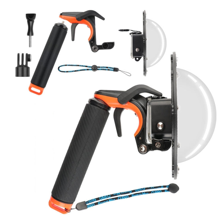 Shutter Trigger + Dome Port Lens Transparent Cover + Floating Hand Grip Diving Buoyancy Stick with Adjustable Anti-lost Strap & Screw & Wrench for GoPro HERO7 /6 /5 - HoMEdemic™ 