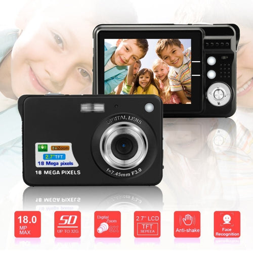 2.7 inch 18 Megapixel 8X Zoom HD Digital Camera Card-type Automatic Camera for Children, with SD Card Slot - HoMEdemic™ 