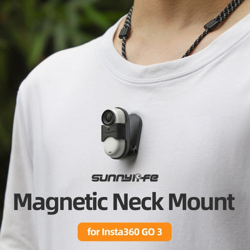 For Insta360 GO 3 Sunnylife Magnetic Neck Mount Chest Body Camera Necklace Lanyard POV Vlog Holder (Black) - HoMEdemic™ 