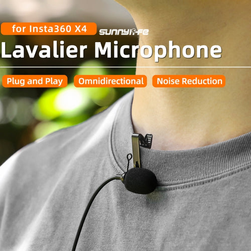 For Insta360 X4 Sunnylife Lavalier Clip Type-C Recording Microphone (Black) - HoMEdemic™ 