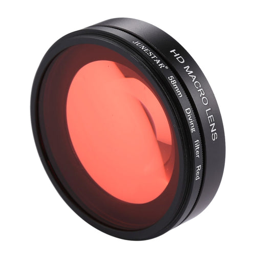 JSR 58mm 16X Macro Lens + Red Diving Lens Filter with Lens Cover + Lens Filter Ring Adapter + String + Cleaning Cloth for GoPro HERO6 /5 Dive Housing - HoMEdemic™ 