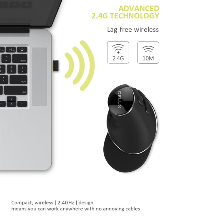 DELUX M618 Plus 2.4G 1600DPI Wireless Portable Vertical Ergonomic Mouse - HoMEdemic™ 