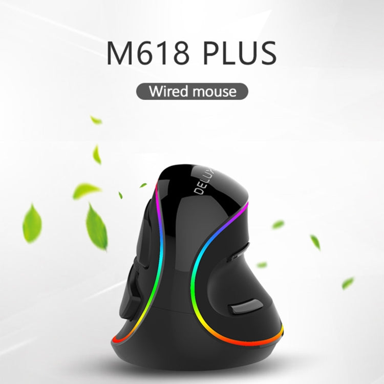 DELUX M618 Plus RGB Wired Optical Mouse Ergonomic Vertical Mouse 4000DPI - HoMEdemic™ 