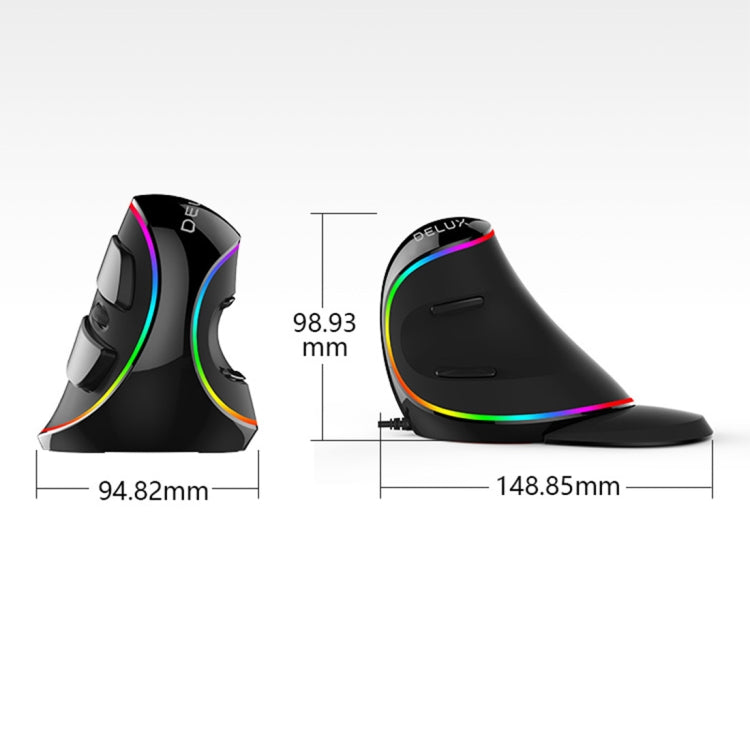 DELUX M618 Plus RGB Wired Optical Mouse Ergonomic Vertical Mouse 4000DPI - HoMEdemic™ 