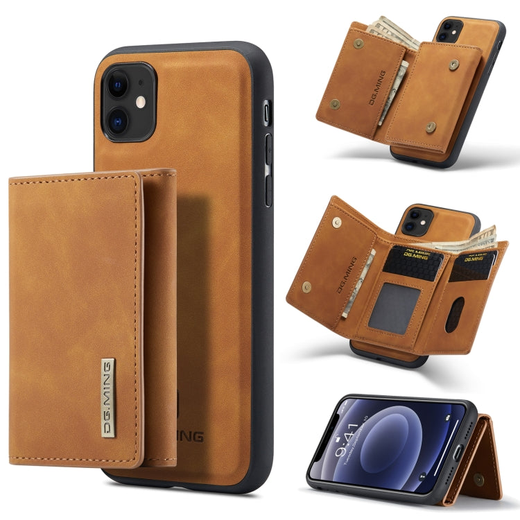DG.MING M1 Series 3-Fold Multi Card Wallet  Back Cover Shockproof Case with Holder Function For iPhone 11(Brown) - HoMEdemic™ 
