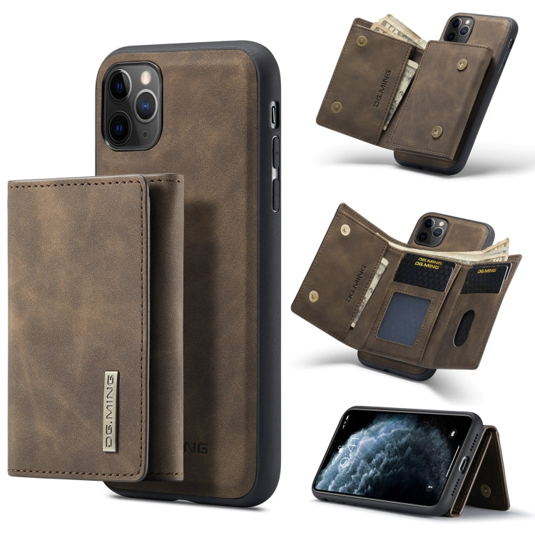 DG.MING M1 Series 3-Fold Multi Card Wallet  Back Cover Shockproof Case with Holder Function For iPhone 11 Pro(Coffee) - HoMEdemic™ 