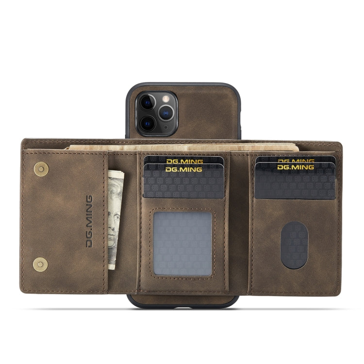 DG.MING M1 Series 3-Fold Multi Card Wallet  Back Cover Shockproof Case with Holder Function For iPhone 11 Pro Max(Coffee) - HoMEdemic™ 