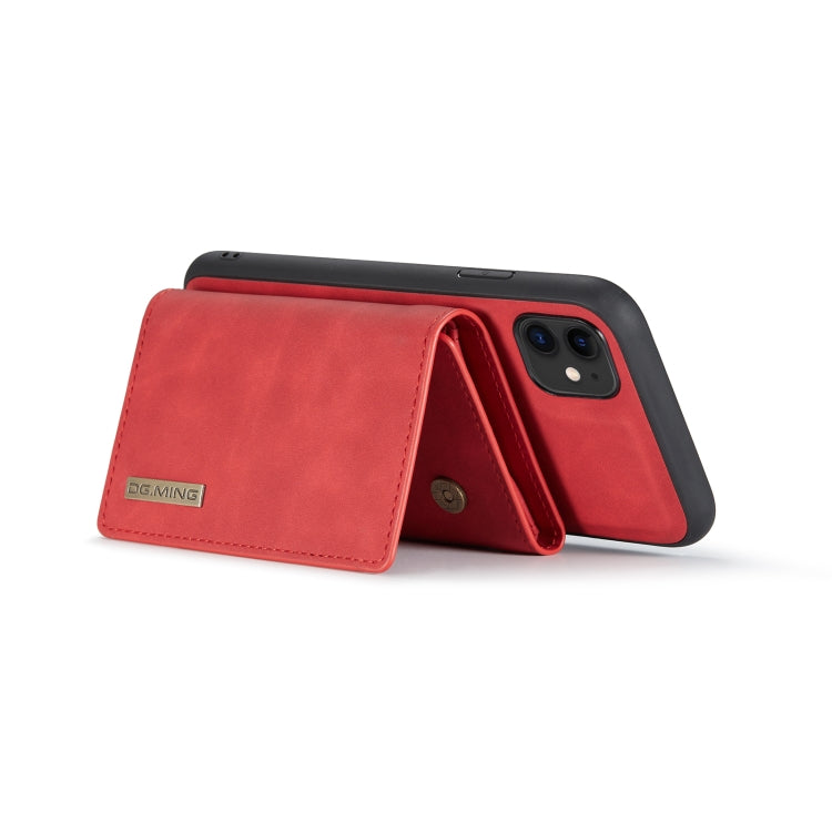 DG.MING M1 Series 3-Fold Multi Card Wallet  Back Cover Shockproof Case with Holder Function For iPhone 11(Red) - HoMEdemic™ 