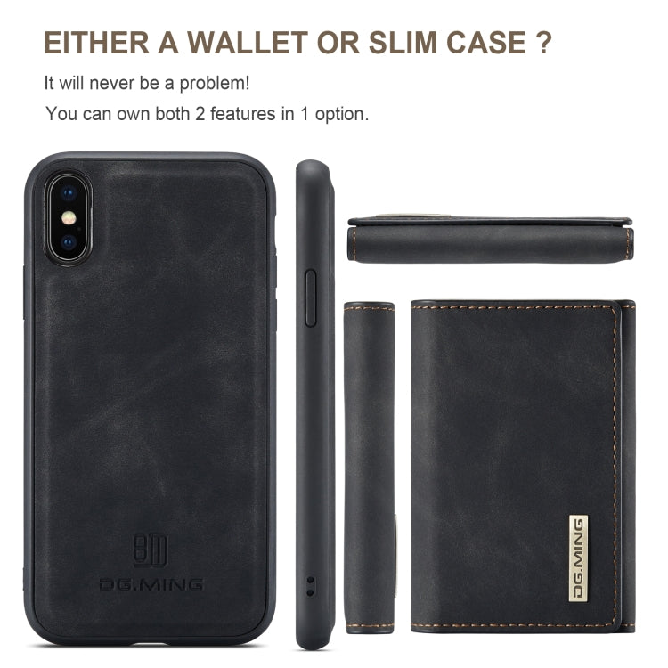 DG.MING M1 Series 3-Fold Multi Card Wallet  Back Cover Shockproof Case with Holder Function For iPhone X(Black) - HoMEdemic™ 