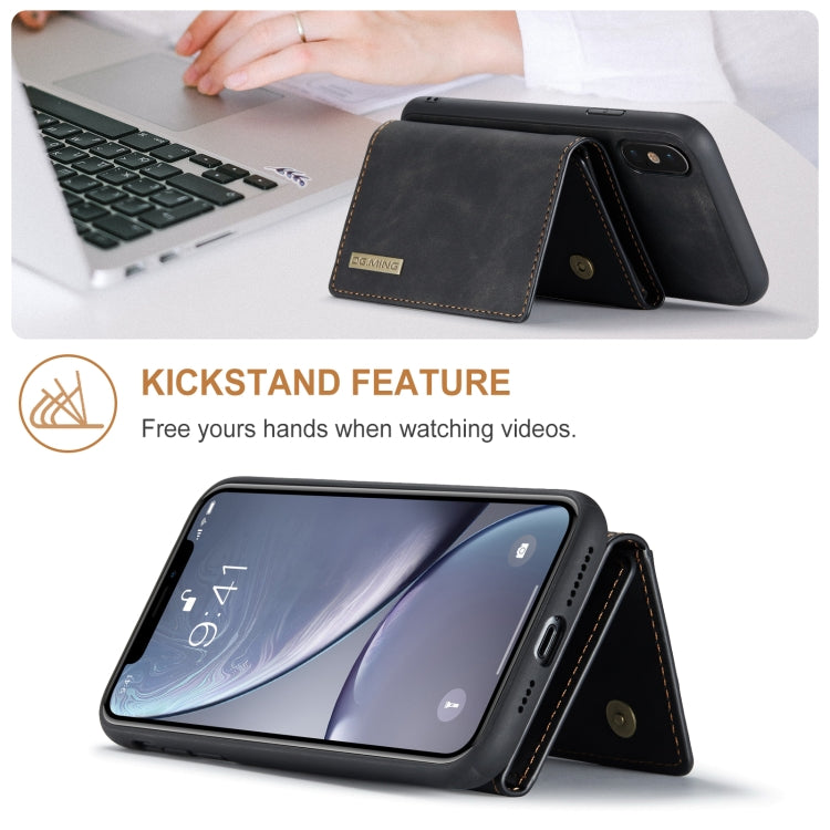 DG.MING M1 Series 3-Fold Multi Card Wallet  Back Cover Shockproof Case with Holder Function For iPhone X(Black) - HoMEdemic™ 