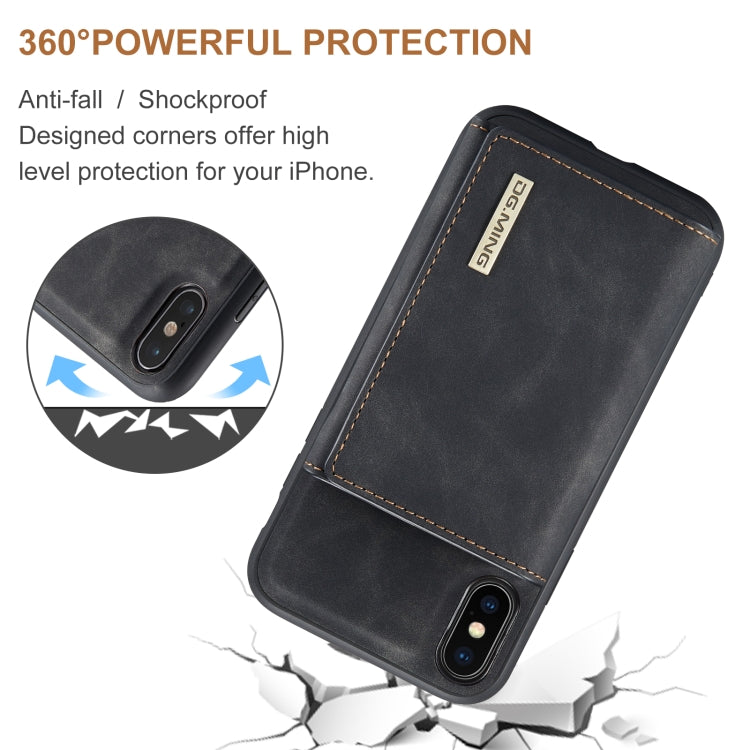 DG.MING M1 Series 3-Fold Multi Card Wallet  Back Cover Shockproof Case with Holder Function For iPhone X(Black) - HoMEdemic™ 