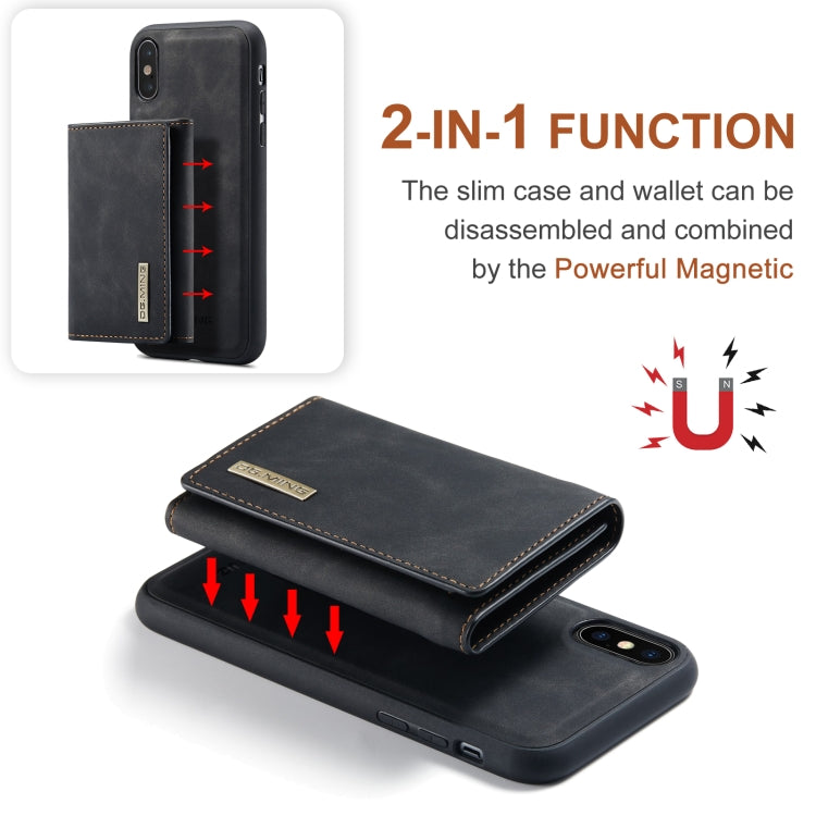 DG.MING M1 Series 3-Fold Multi Card Wallet  Back Cover Shockproof Case with Holder Function For iPhone X(Black) - HoMEdemic™ 