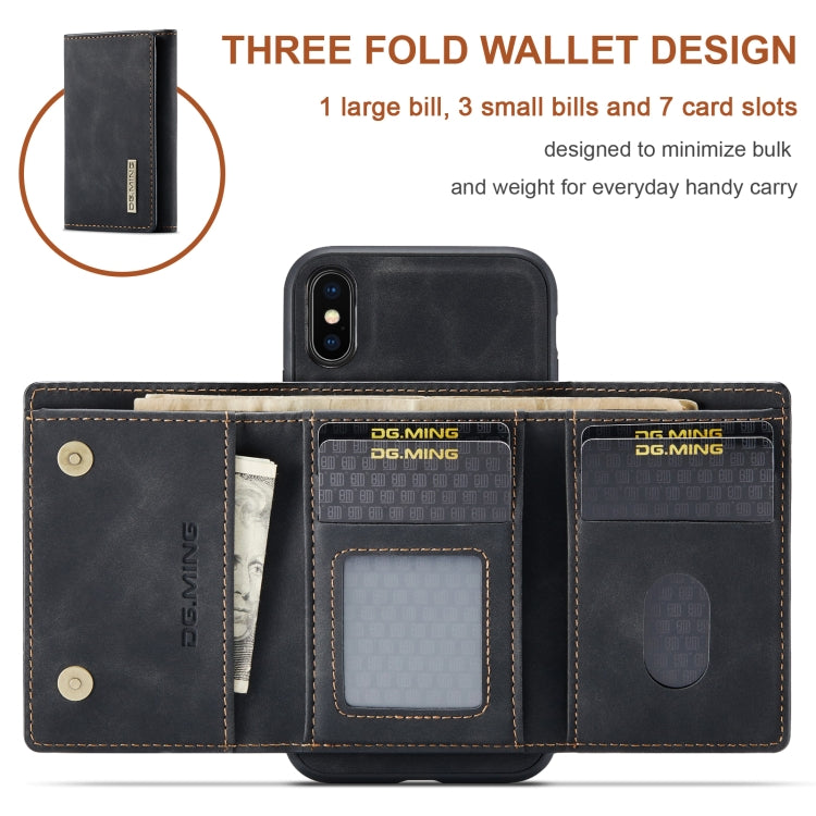 DG.MING M1 Series 3-Fold Multi Card Wallet  Back Cover Shockproof Case with Holder Function For iPhone X(Black) - HoMEdemic™ 