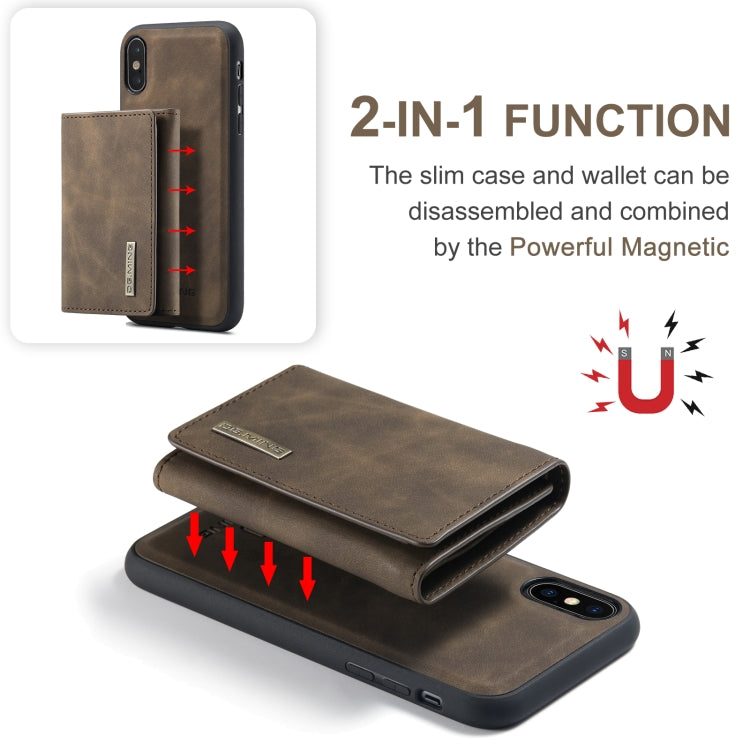 DG.MING M1 Series 3-Fold Multi Card Wallet  Back Cover Shockproof Case with Holder Function For iPhone X(Coffee) - HoMEdemic™ 