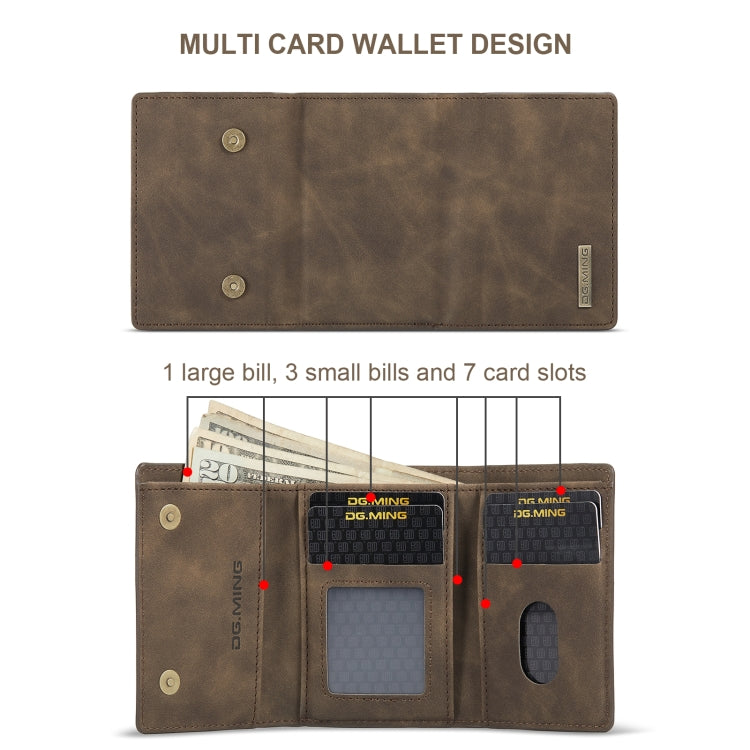 DG.MING M1 Series 3-Fold Multi Card Wallet  Back Cover Shockproof Case with Holder Function For iPhone X(Coffee) - HoMEdemic™ 