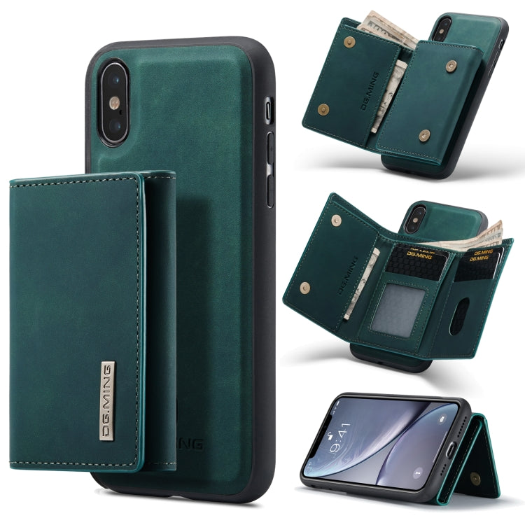 DG.MING M1 Series 3-Fold Multi Card Wallet  Back Cover Shockproof Case with Holder Function For iPhone X(Green) - HoMEdemic™ 