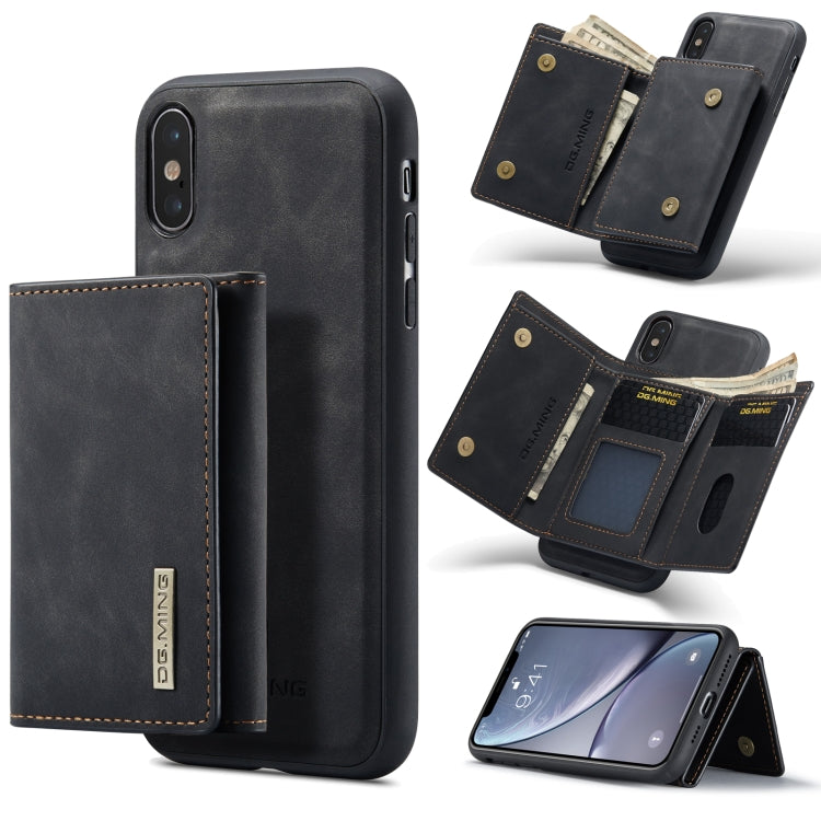 DG.MING M1 Series 3-Fold Multi Card Wallet  Back Cover Shockproof Case with Holder Function For iPhone XS(Black) - HoMEdemic™ 