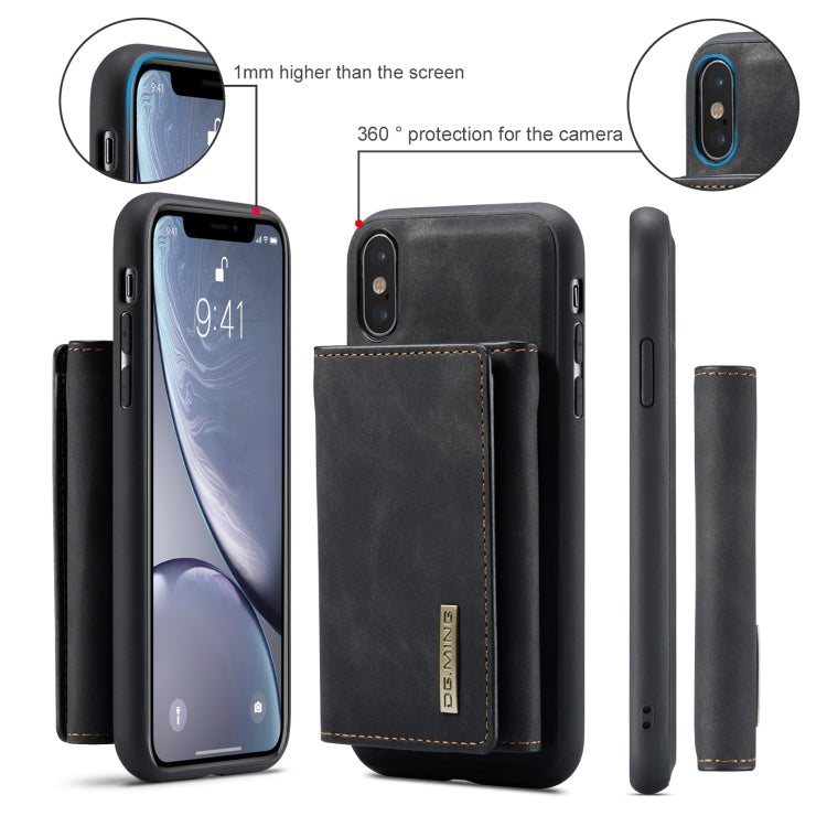 DG.MING M1 Series 3-Fold Multi Card Wallet  Back Cover Shockproof Case with Holder Function For iPhone XS(Black) - HoMEdemic™ 