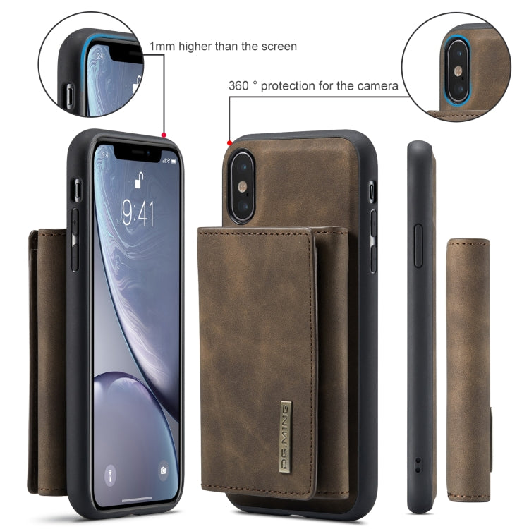 DG.MING M1 Series 3-Fold Multi Card Wallet  Back Cover Shockproof Case with Holder Function For iPhone XS(Coffee) - HoMEdemic™ 