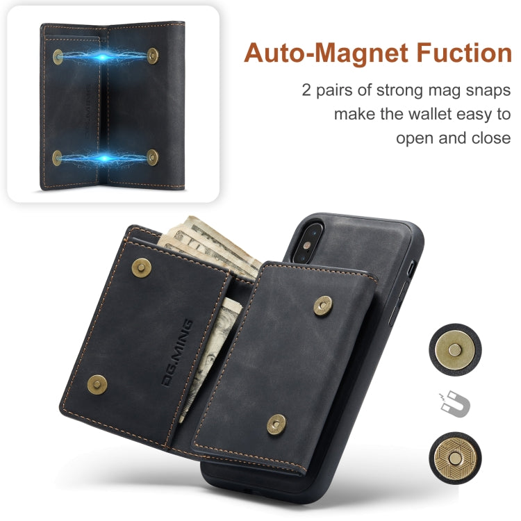 DG.MING M1 Series 3-Fold Multi Card Wallet  Back Cover Shockproof Case with Holder Function For iPhone XS Max(Black) - HoMEdemic™ 