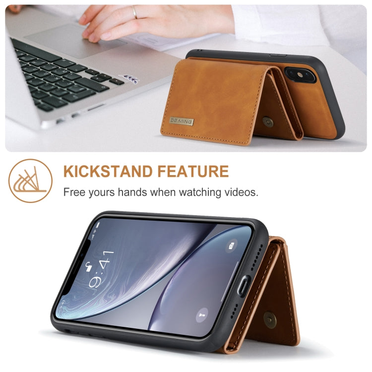 DG.MING M1 Series 3-Fold Multi Card Wallet  Back Cover Shockproof Case with Holder Function For iPhone XS Max(Brown) - HoMEdemic™ 