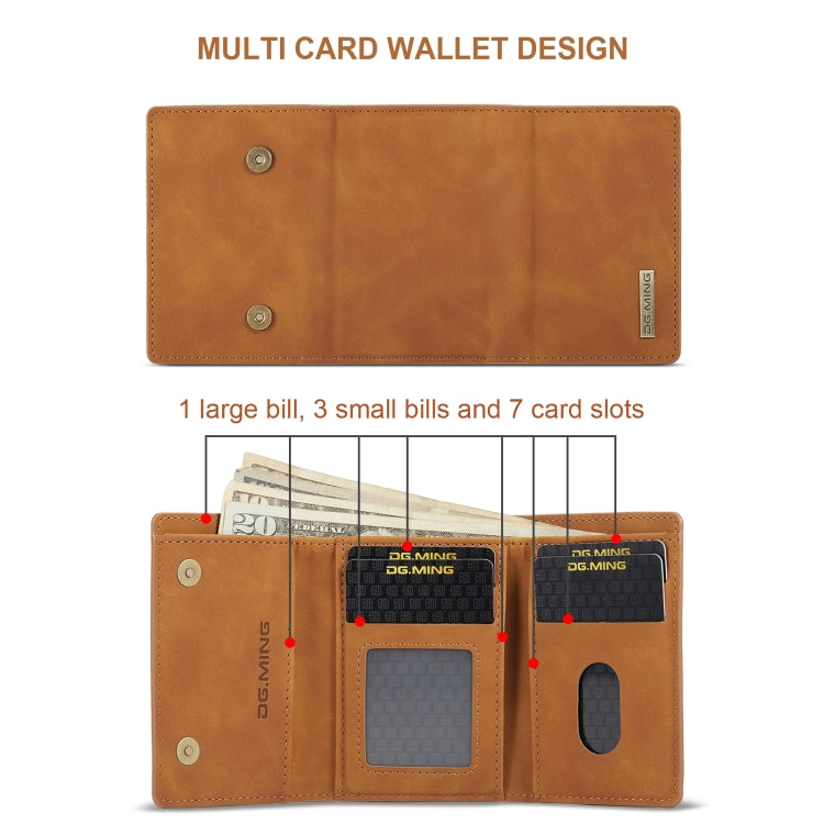 DG.MING M1 Series 3-Fold Multi Card Wallet  Back Cover Shockproof Case with Holder Function For iPhone XS Max(Brown) - HoMEdemic™ 