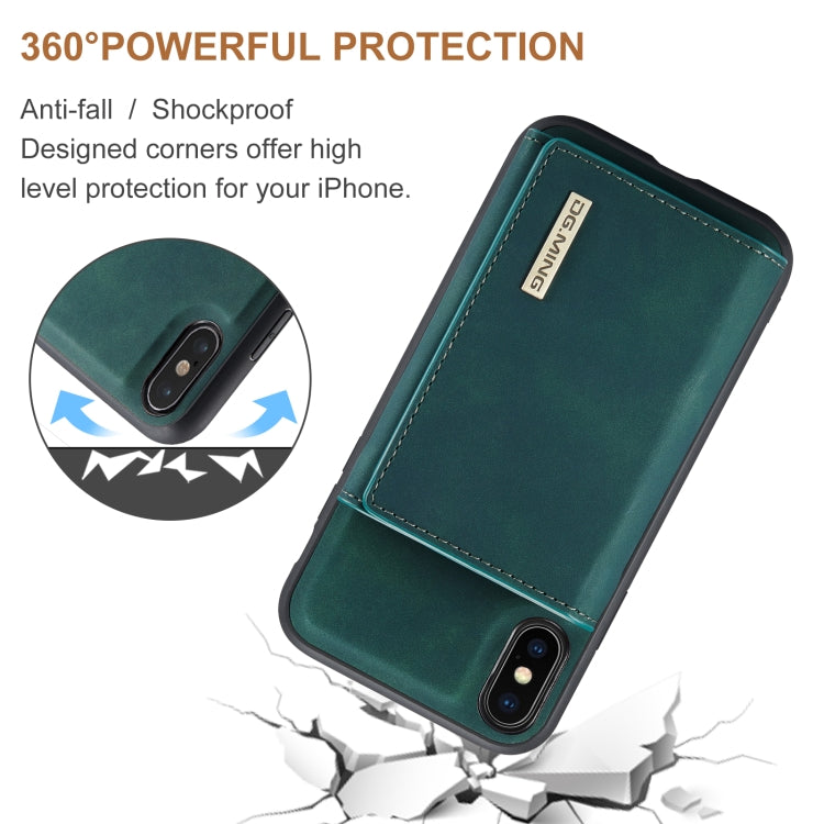 DG.MING M1 Series 3-Fold Multi Card Wallet  Back Cover Shockproof Case with Holder Function For iPhone XS Max(Green) - HoMEdemic™ 
