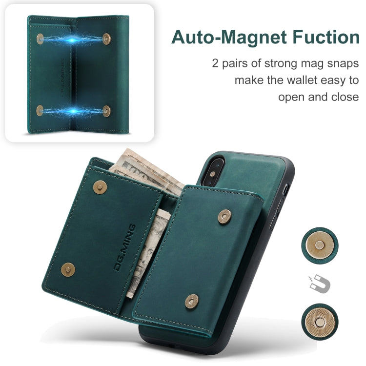 DG.MING M1 Series 3-Fold Multi Card Wallet  Back Cover Shockproof Case with Holder Function For iPhone XS Max(Green) - HoMEdemic™ 