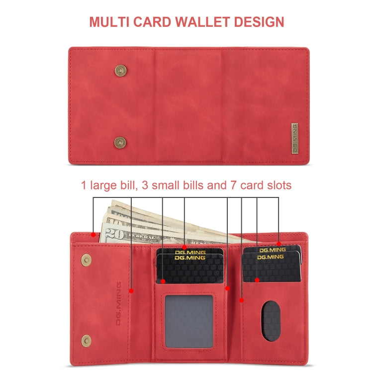 DG.MING M1 Series 3-Fold Multi Card Wallet  Back Cover Shockproof Case with Holder Function For iPhone XS Max(Red) - HoMEdemic™ 
